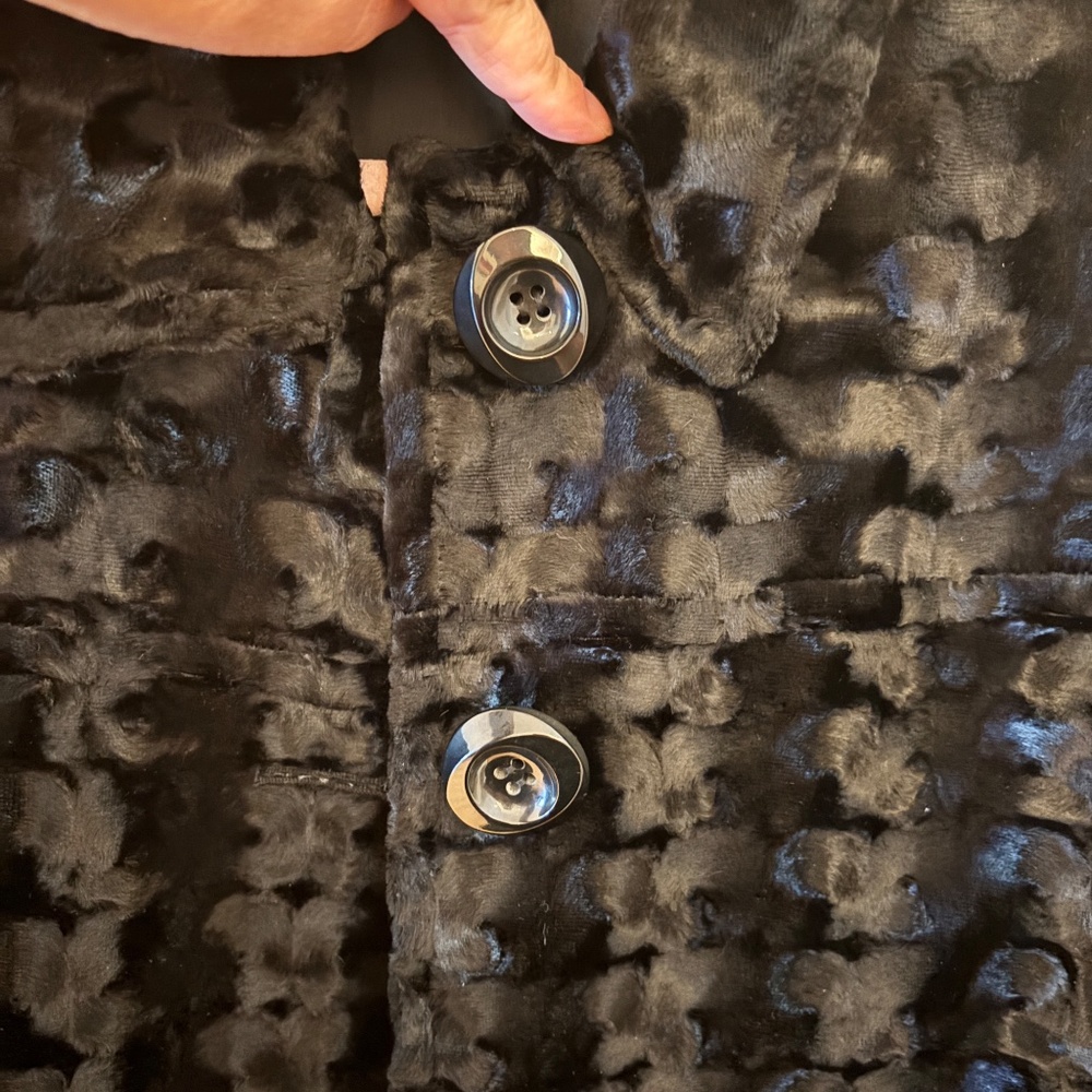 Anthracite Black Textured Faux Fur Cropped Jacket Size 6 - Picture 5 of 8